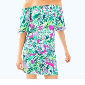 NWT LILLY PULITZER Fawcett Dress Early Bloomer size medium Off The Shoulder